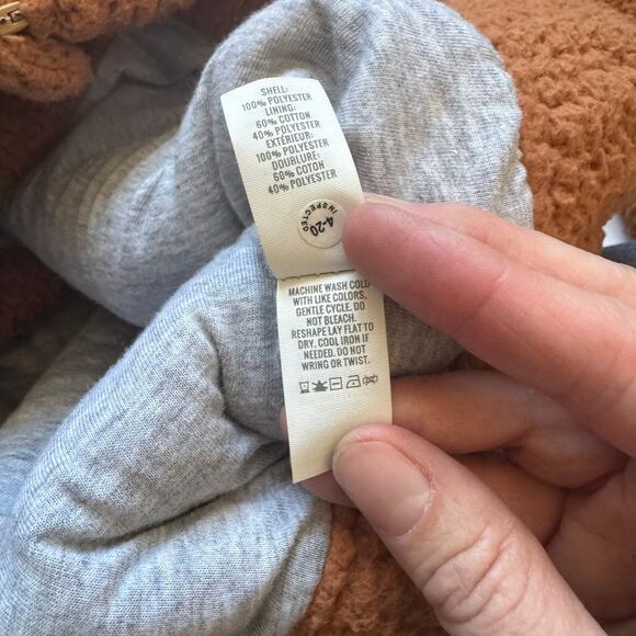 Aerie Women's Full Zip Hooded Sherpa Fleece Jacket Hoodie Large Orange Cozy - Picture 5 of 9